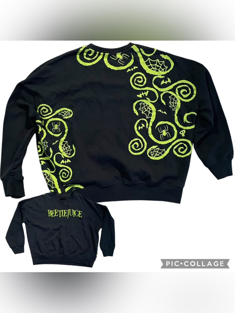 Beetlejuice Lime Green and Black Sweatshirt Size L